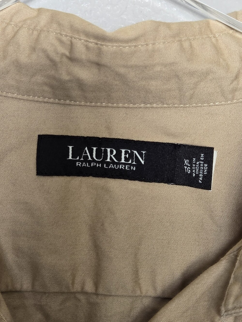 Lauren Ralph Lauren Black Label Khaki Western Safari Button-Down Leather Elbow - Picture 6 of 9